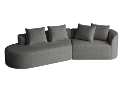 Clearance Sofá de canto cinza escuro - sofá de 4 lugares com 4 almofadas decorativas e encosto - chenille Cinzento