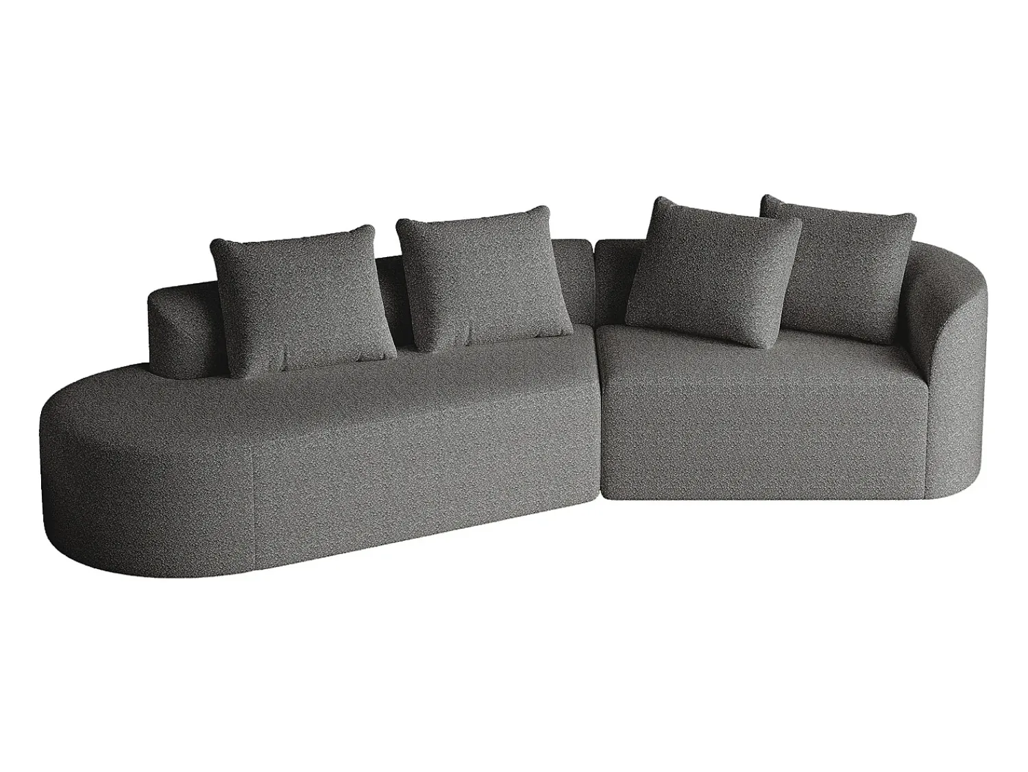 Clearance Sofá de canto cinza escuro - sofá de 4 lugares com 4 almofadas decorativas e encosto - chenille Cinzento