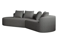 Clearance Sofá de canto cinza escuro - sofá de 4 lugares com 4 almofadas decorativas e encosto - chenille Cinzento