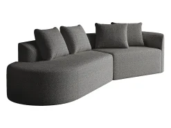 Clearance Sofá de canto cinza escuro - sofá de 4 lugares com 4 almofadas decorativas e encosto - chenille Cinzento