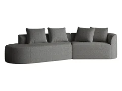 Clearance Sofá de canto cinza escuro - sofá de 4 lugares com 4 almofadas decorativas e encosto - chenille Cinzento