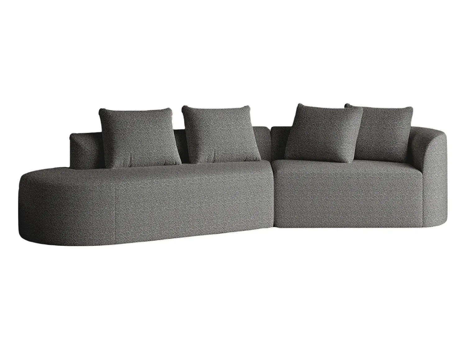 Clearance Sofá de canto cinza escuro - sofá de 4 lugares com 4 almofadas decorativas e encosto - chenille Cinzento