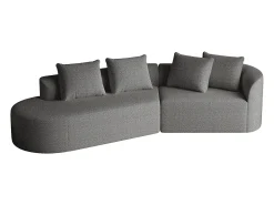 Clearance Sofá de canto cinza escuro - sofá de 4 lugares com 4 almofadas decorativas e encosto - chenille Cinzento