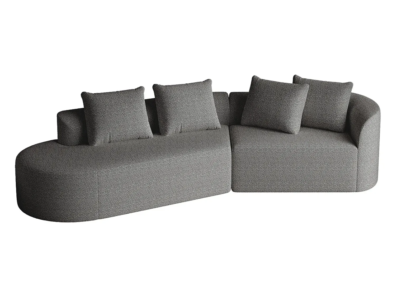 Clearance Sofá de canto cinza escuro - sofá de 4 lugares com 4 almofadas decorativas e encosto - chenille Cinzento