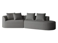 Sofá de canto cinza escuro - sofá de 4 lugares com 4 almofadas decorativas e encosto - chenille^ Sofá