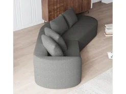 Sofá de canto cinza escuro - sofá de 4 lugares com 4 almofadas decorativas e encosto - chenille^ Sofá