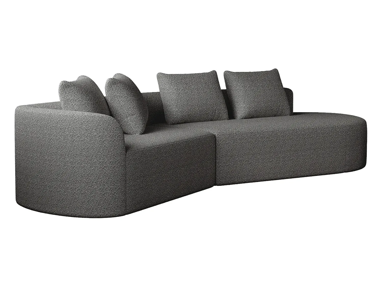 Sofá de canto cinza escuro - sofá de 4 lugares com 4 almofadas decorativas e encosto - chenille^ Sofá