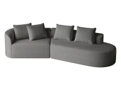 Sofá de canto cinza escuro - sofá de 4 lugares com 4 almofadas decorativas e encosto - chenille^ Sofá