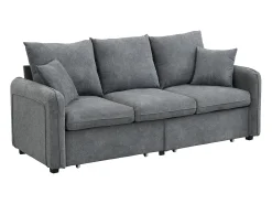 Clearance Sofá de canto - Sofá de 3 lugares com 2 gavetas e 2 bancos de arrumação - chenille Cinzento