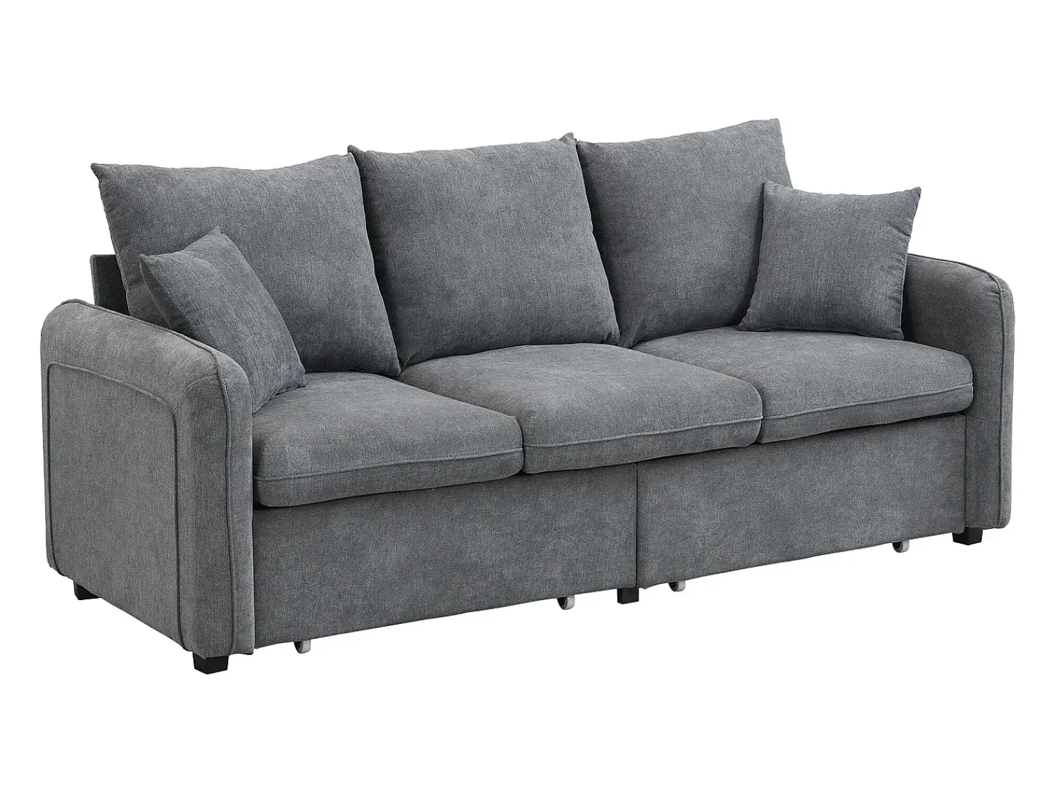 Clearance Sofá de canto - Sofá de 3 lugares com 2 gavetas e 2 bancos de arrumação - chenille Cinzento