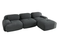 Sofá de canto - Sofá de 3 lugares com braços curvos e almofadas decorativas - bombazine^ Sofá
