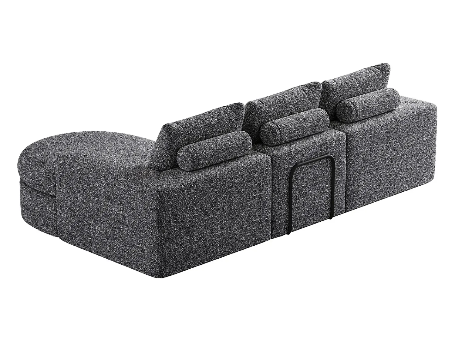 Sofá| Sofá de canto - Sofá de 3 lugares com 3 almofadas e 2 encostos de cabeça - chenille Cinzento