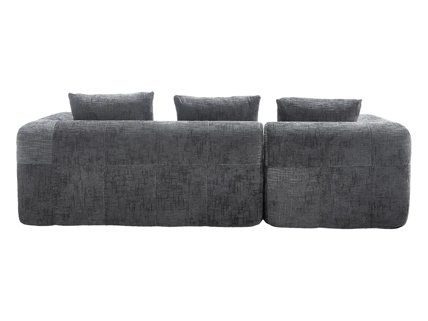 Hot Sofá de canto - Sofá de 3 lugares com compartimentos para arrumação e 3 almofadas - chenille - com chaise longue e braços Cinzento
