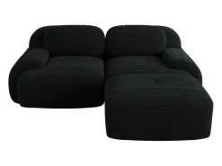 Sofá* Sofá de Canto com Braços Curvos - Sofá de 2 lugares com encosto e almofadas decorativas - Veludo cotelê Preto