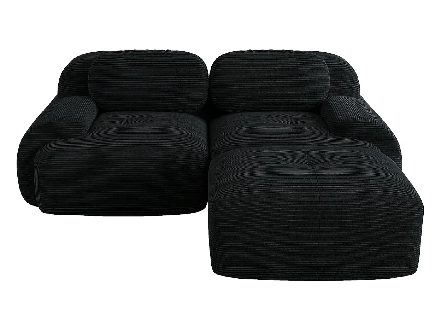 Sofá* Sofá de Canto com Braços Curvos - Sofá de 2 lugares com encosto e almofadas decorativas - Veludo cotelê Preto