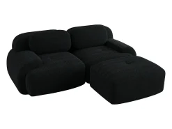 Sofá* Sofá de Canto com Braços Curvos - Sofá de 2 lugares com encosto e almofadas decorativas - Veludo cotelê Preto