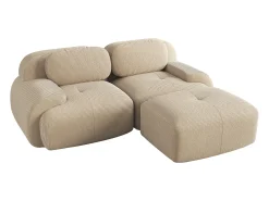 Sofá de canto com braços curvos - Sofá de 2 lugares com costas e almofadas decorativas - bombazine^ Sofá