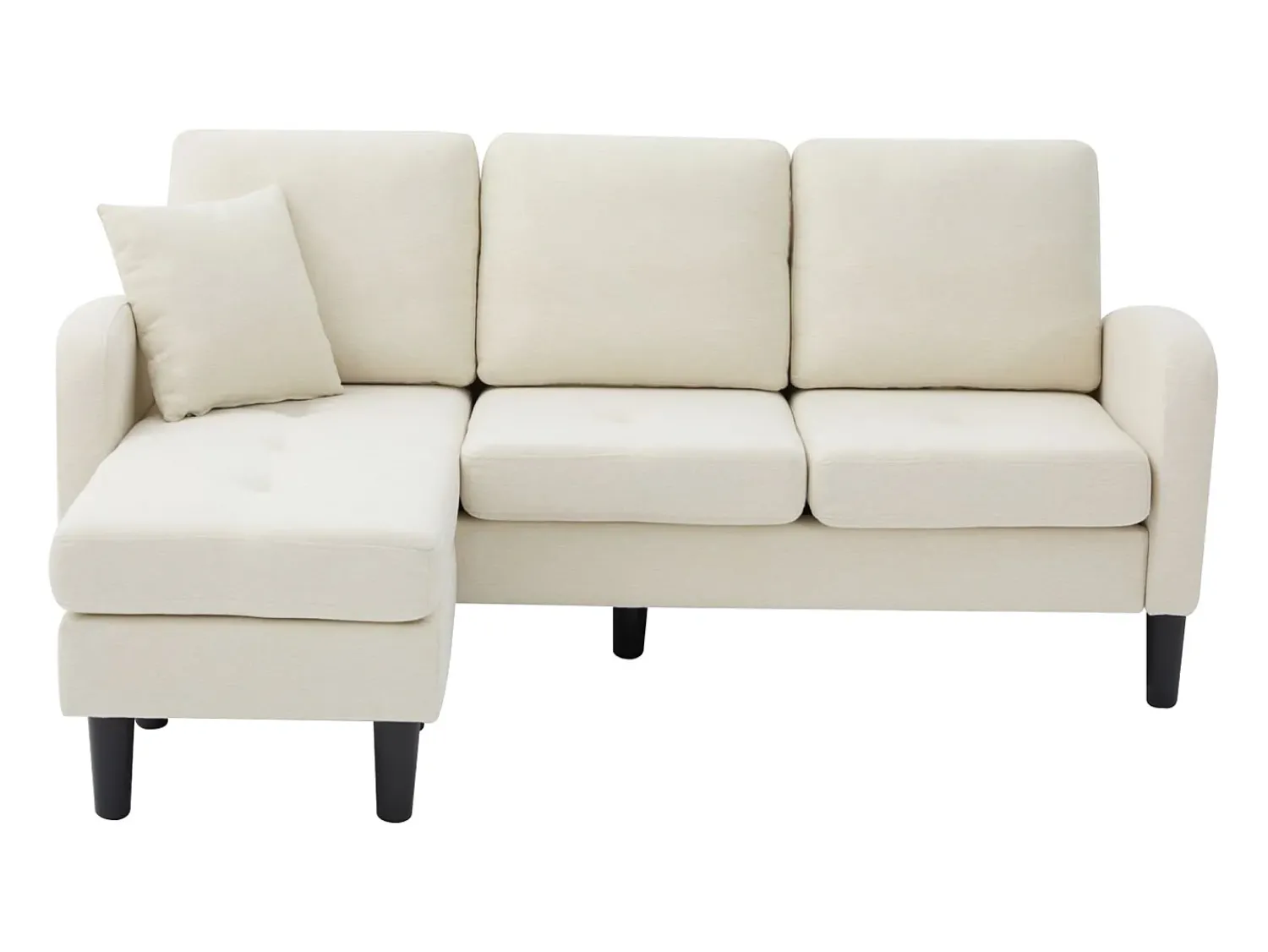 ModernLuxe Sofá de canto com chaise longue - 3 lugares - tecido de algodão e linho - Bege claro^ Sofá
