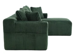 Sofá de canto com suporte para copos - Sofá de 3 lugares com cinco almofadas e bolsos laterais - bombazine Verde