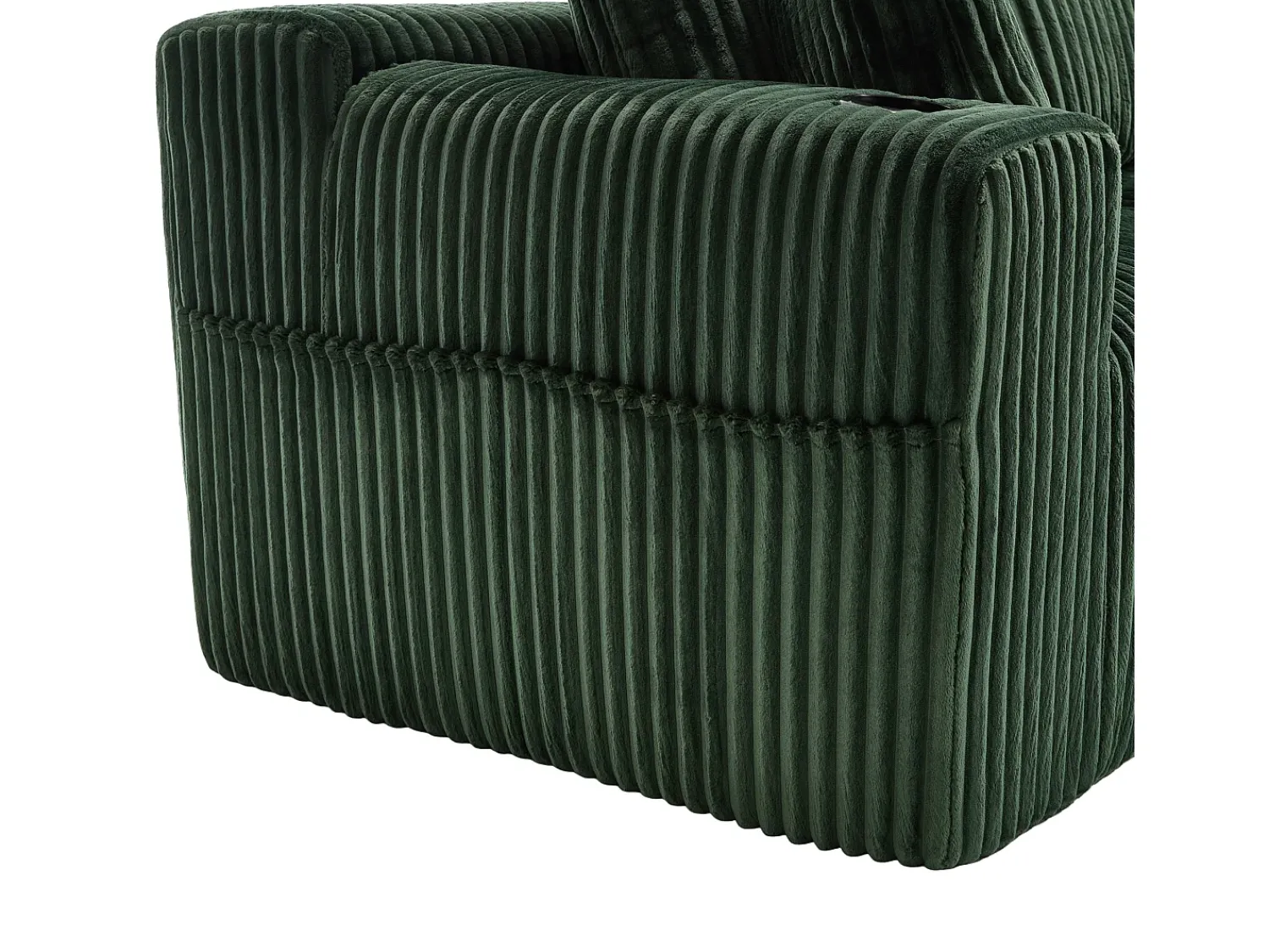 Sofá de canto com suporte para copos - Sofá de 3 lugares com cinco almofadas e bolsos laterais - bombazine Verde