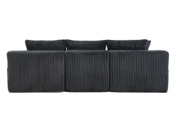Sofá* Sofá de canto com suporte para copos - Sofá de 3 lugares com cinco almofadas e bolsos laterais - bombazine Cinzento