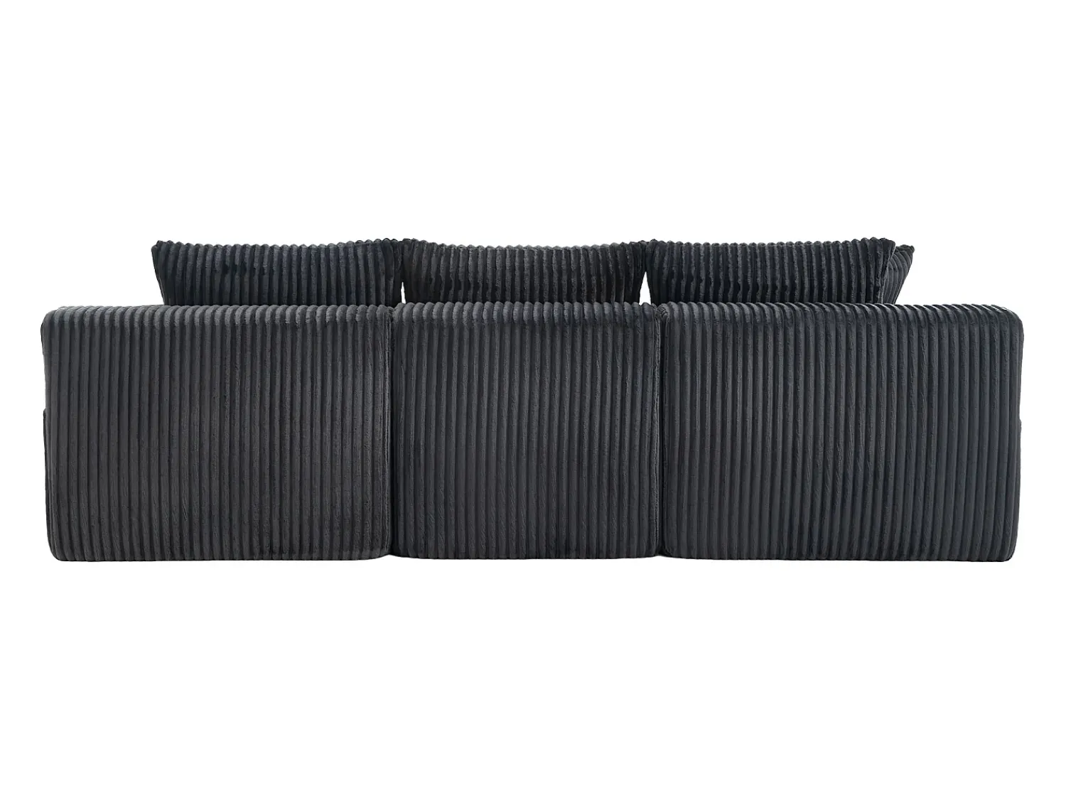Sofá* Sofá de canto com suporte para copos - Sofá de 3 lugares com cinco almofadas e bolsos laterais - bombazine Cinzento