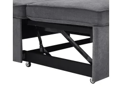 Sofá|DripeX Sofá de canto conversível com 2 baús, almofada e porta-copos - Algodão e linho - 270×130×86 cm - Cinza Cinzento