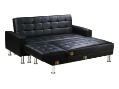 Sofá|Habitat et jardin Sofá de canto conversível e reversível "Theo" - 258 x 82/147 x 82 cm - 4 lugares - Preto