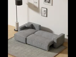 Best Concept-Usine Sofá de canto conversível em veludo cotelê cinza claro COSY Cinzento claro