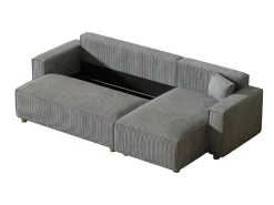 Best Concept-Usine Sofá de canto conversível em veludo cotelê cinza claro COSY Cinzento claro