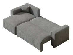Best Concept-Usine Sofá de canto conversível em veludo cotelê cinza claro COSY Cinzento claro