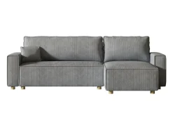 Best Concept-Usine Sofá de canto conversível em veludo cotelê cinza claro COSY Cinzento claro