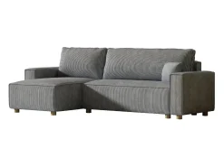 Best Concept-Usine Sofá de canto conversível em veludo cotelê cinza claro COSY Cinzento claro