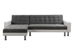 Habitat et jardin Sofá de canto conversível e reversível "Theo" - 258 x 82/147 x 82 cm - 4 lugares - Branco / Cinza^ Sofá