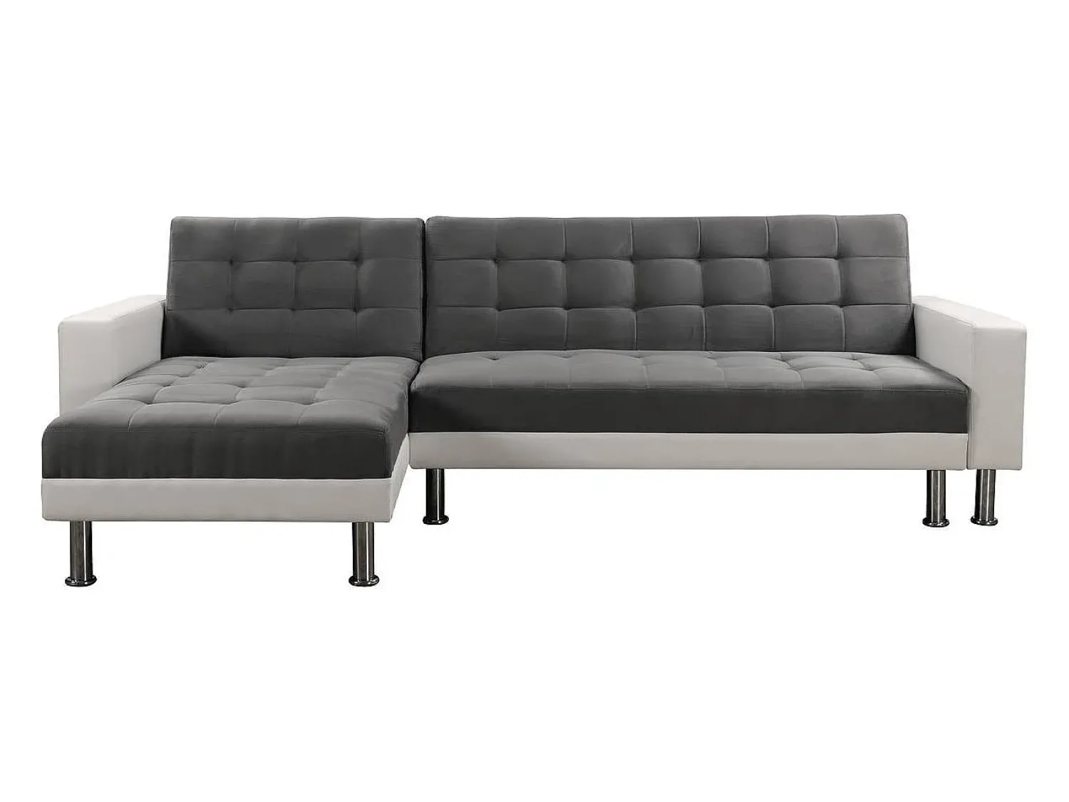 Habitat et jardin Sofá de canto conversível e reversível "Theo" - 258 x 82/147 x 82 cm - 4 lugares - Branco / Cinza^ Sofá