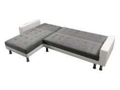 Habitat et jardin Sofá de canto conversível e reversível "Theo" - 258 x 82/147 x 82 cm - 4 lugares - Branco / Cinza^ Sofá