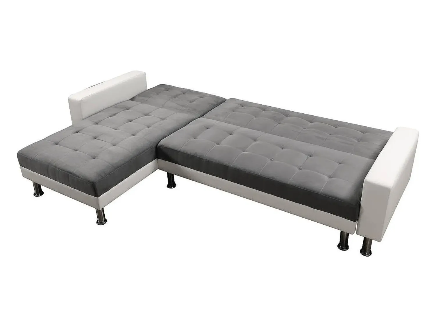 Habitat et jardin Sofá de canto conversível e reversível "Theo" - 258 x 82/147 x 82 cm - 4 lugares - Branco / Cinza^ Sofá