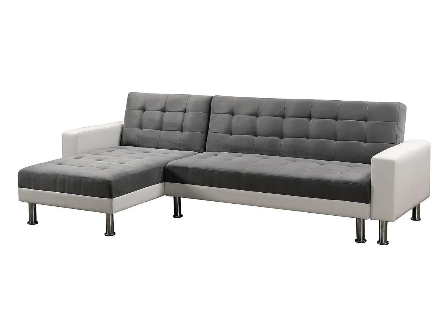 Habitat et jardin Sofá de canto conversível e reversível "Theo" - 258 x 82/147 x 82 cm - 4 lugares - Branco / Cinza^ Sofá