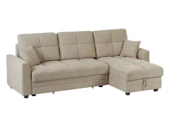 New Vente-unique Sofá de canto conversível e reversível em tecido chenille LUMARIO Bege