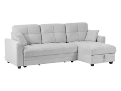 Clearance Vente-unique Sofá de canto conversível e reversível em tecido chenille cinza claro LUMARIO Cinzento claro