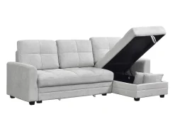 Clearance Vente-unique Sofá de canto conversível e reversível em tecido chenille cinza claro LUMARIO Cinzento claro