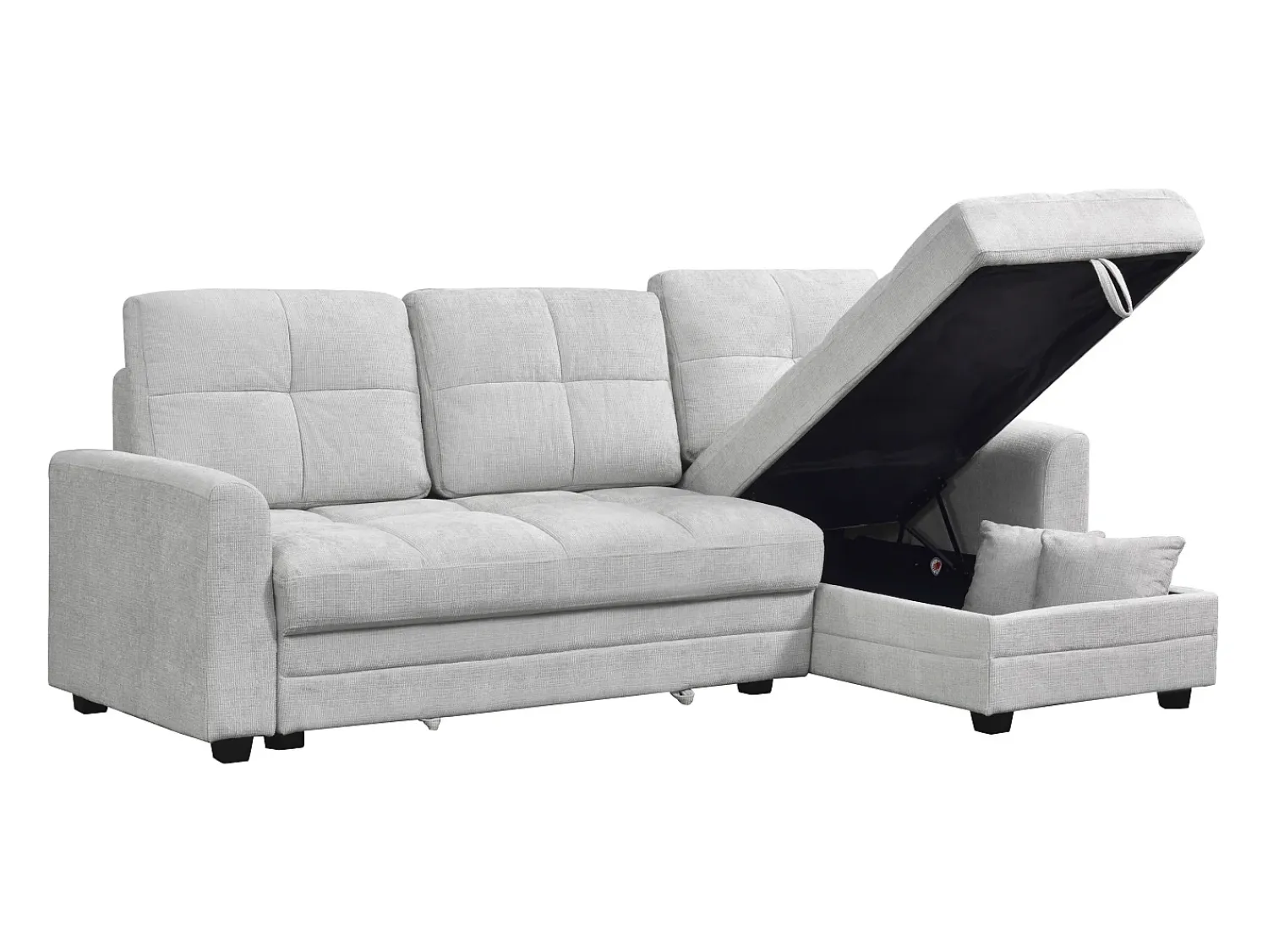 Clearance Vente-unique Sofá de canto conversível e reversível em tecido chenille cinza claro LUMARIO Cinzento claro