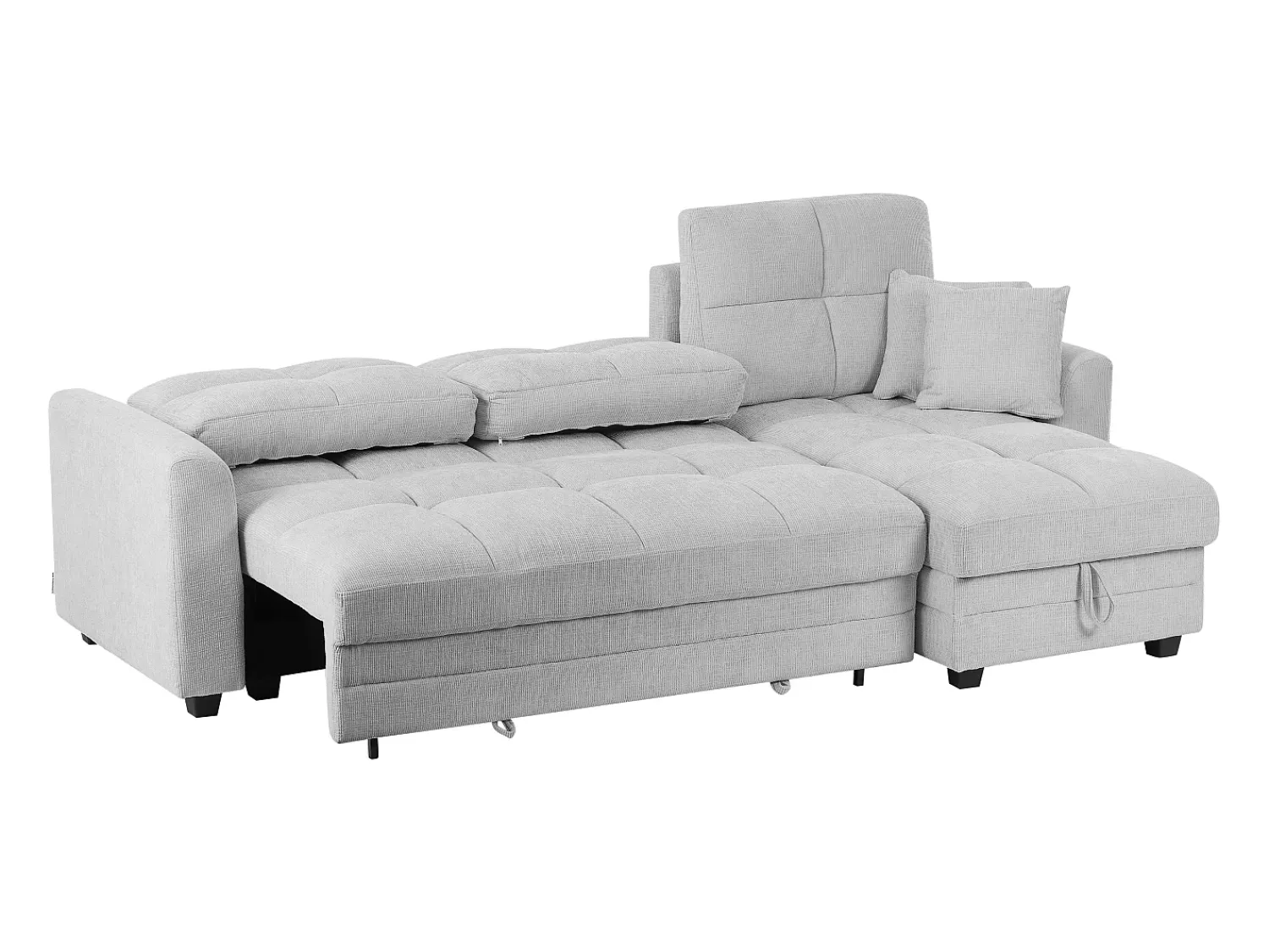 Clearance Vente-unique Sofá de canto conversível e reversível em tecido chenille cinza claro LUMARIO Cinzento claro