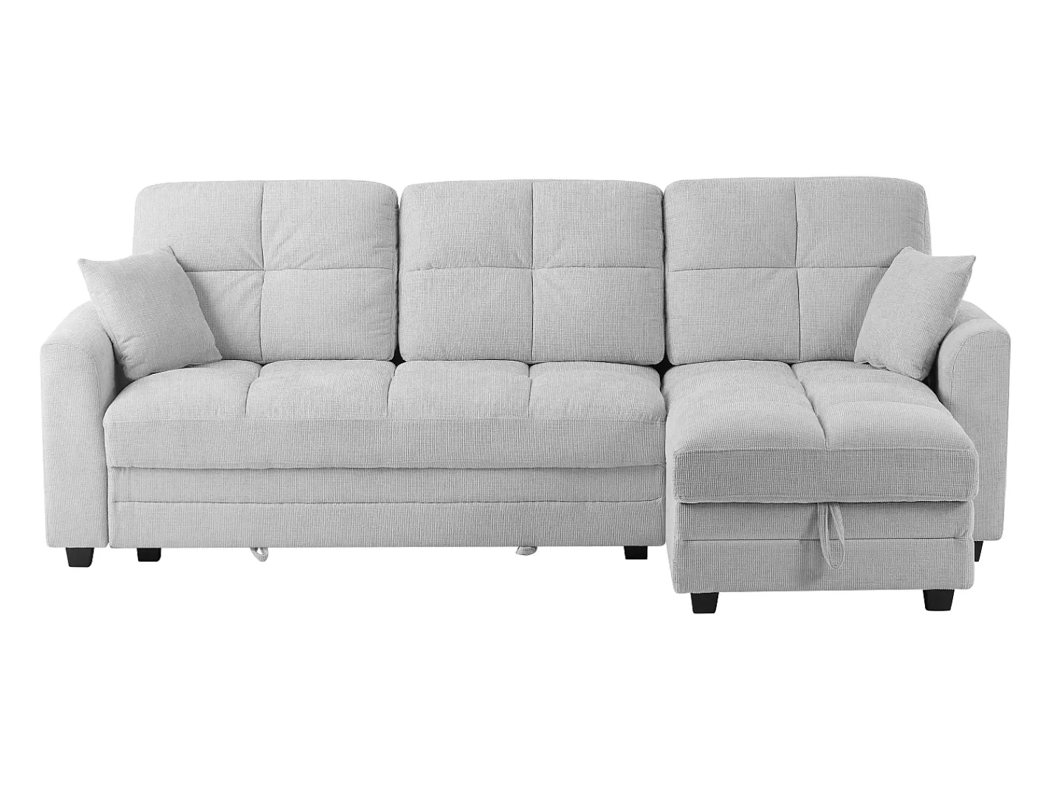 Clearance Vente-unique Sofá de canto conversível e reversível em tecido chenille cinza claro LUMARIO Cinzento claro
