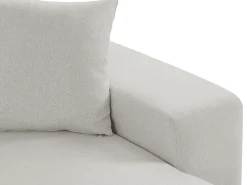 Best Vente-unique Sofá de canto conversível e reversível com armazenamento e pufes em tecido SELIM Bege