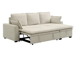 Vente-unique Sofá de canto conversível e reversível em tecido branco creme ZAKILA Branco sujo