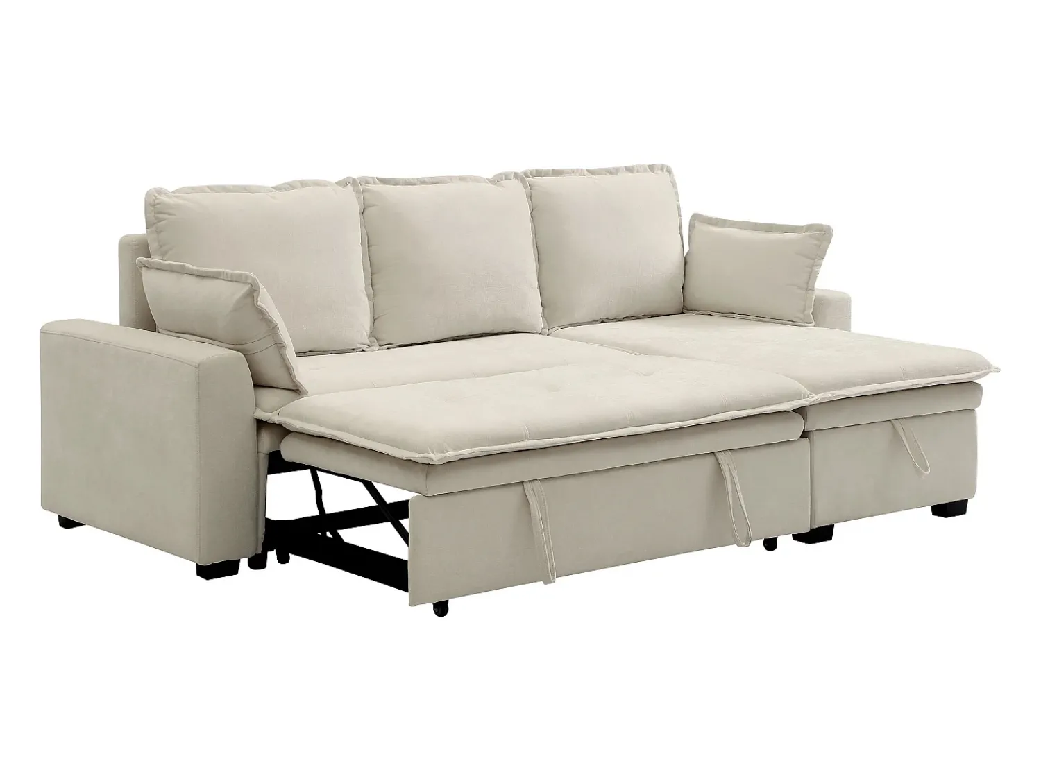 Vente-unique Sofá de canto conversível e reversível em tecido branco creme ZAKILA Branco sujo