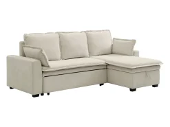 Vente-unique Sofá de canto conversível e reversível em tecido branco creme ZAKILA Branco sujo