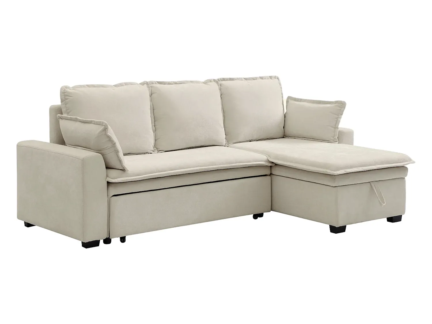 Vente-unique Sofá de canto conversível e reversível em tecido branco creme ZAKILA Branco sujo