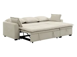 Vente-unique Sofá de canto conversível e reversível em tecido branco creme ZAKILA Branco sujo